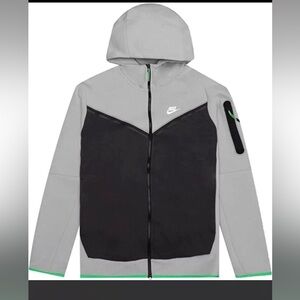 Nike Sportswear Tech Fleece Hoodie Men's Smoke Gray/Black/Green SIZE MEDIUM